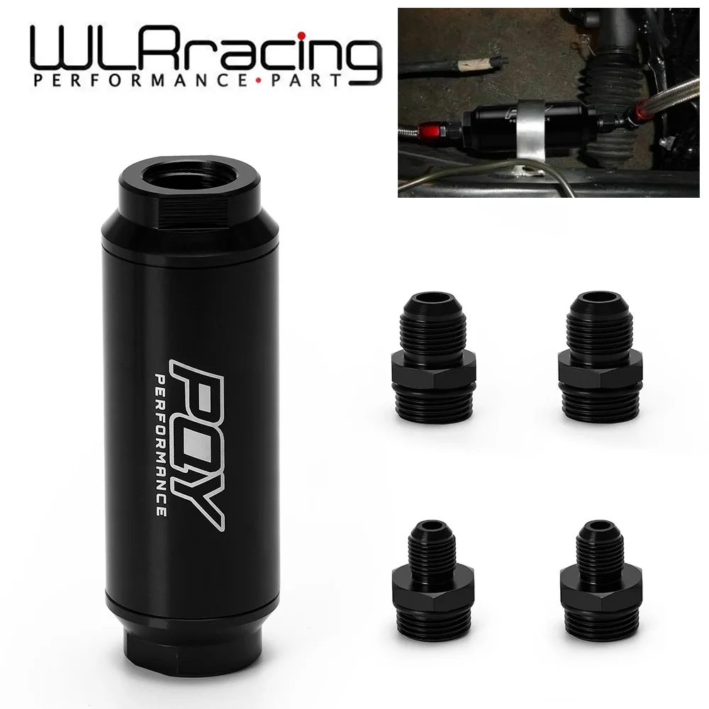 Fuel filter with 2pcs AN6 and 2pcs AN8 adaptor fittings 100micron steel element WLR5565