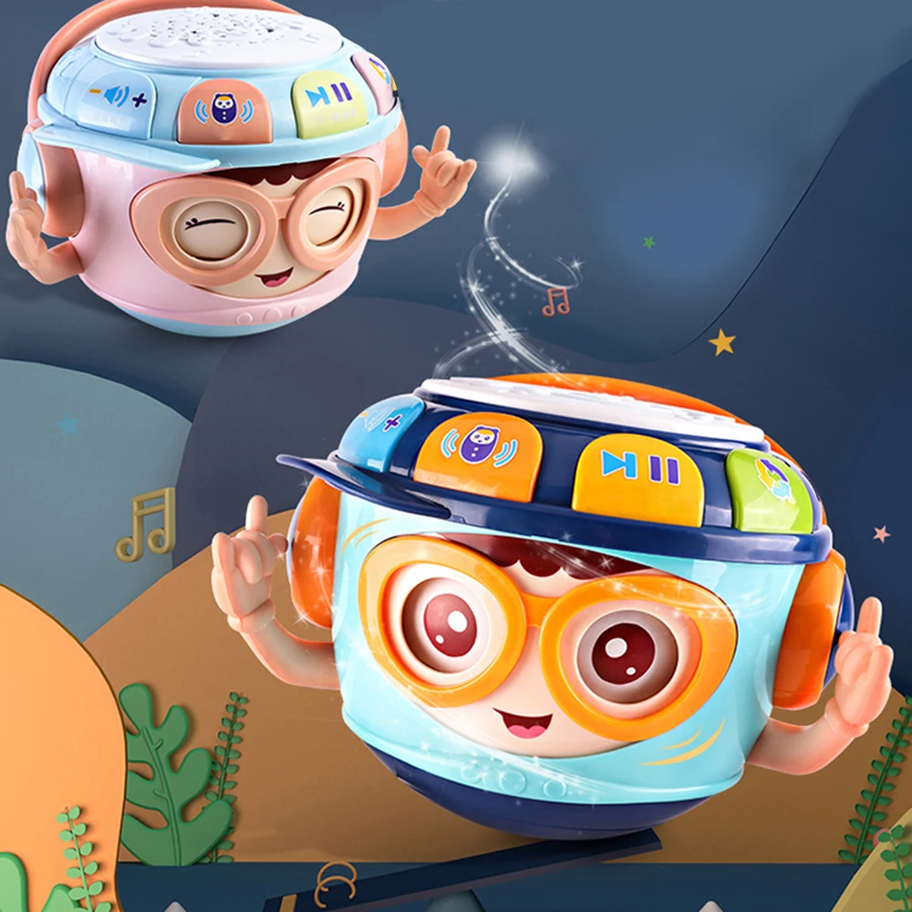 Детские погремушки, кровать, колокольчик, игрушка, светодиодный, Музыкальный барабан, Beat, Ранние развивающие игрушки для детей, Обучающие Развивающие игрушки
