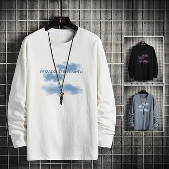 

2020 Autumn Spring Fashion Oversize Print Tshirt Men's Long Sleeve Casual O Neck T-Shirt For Man TOP TEES