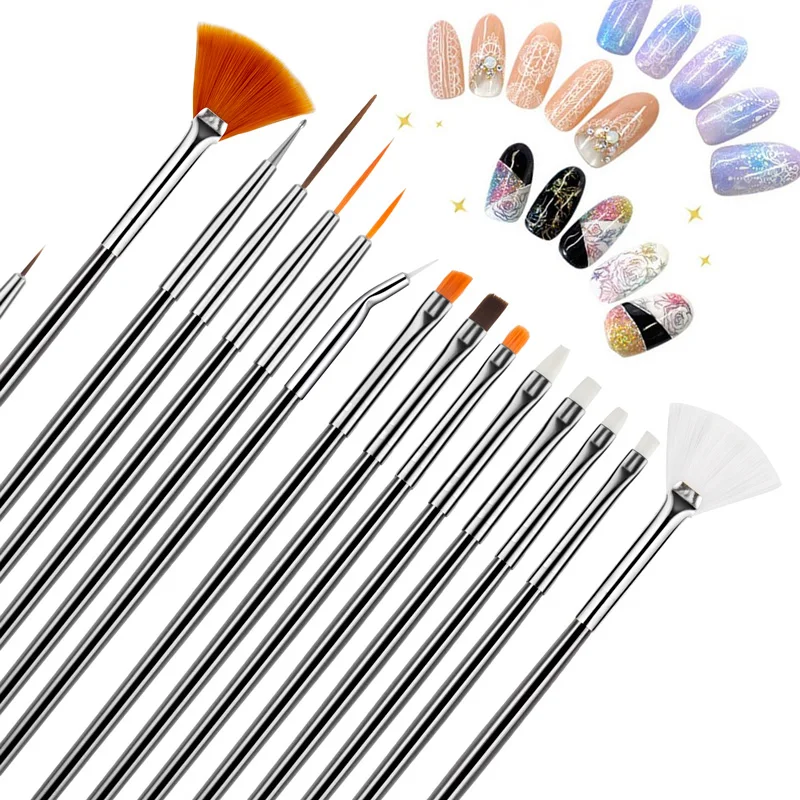 Щетка для ногтей Nail Art 15 шт./компл. эффектом деграде (переход от темного к кисти маникюра теги: гель аксессуары