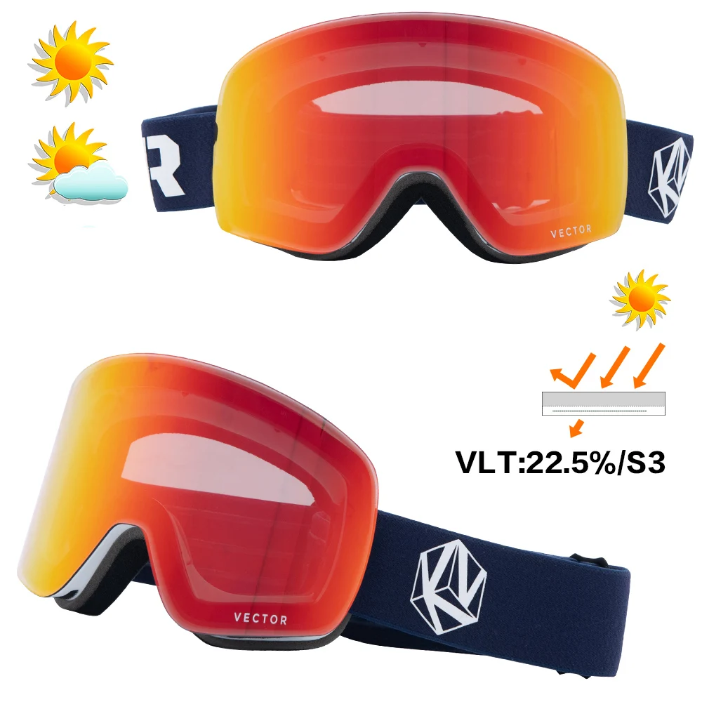 OTG Ski Goggles Snow Glasses Men UV400 Antifog Coatings Snowmobile