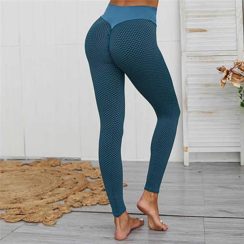 NCLAGEN Women Jacquard Weave Sweat Squat Proof Mesh Seamless Knitting Scrunch Butt Leggings Yoga Pant Workout Fitness GYM Tights