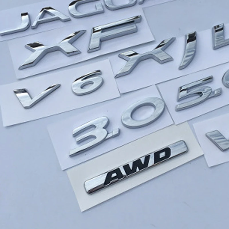 

ABS V6 V8 3.0 5.0 AWD Alphanumeric Micro-standard Car Exterior Decoration Modified Sticker Suitable for Jaguar XE XFL XJ F-PACE