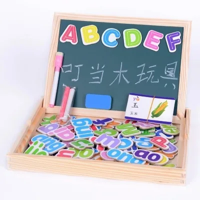 

Wood Mom Children Magnetic Joypin Double-Sided Sketchpad Lettered Pinyin with Numbers Painted Black/White Board