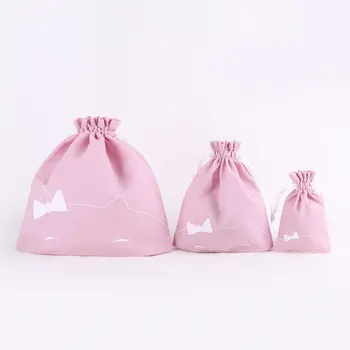 

2020 New Solid Cute Girls Women Travel Drawstring Velvet Cosmetic Bag Make Up Handle Gift Bags Pouches 3 Sizes