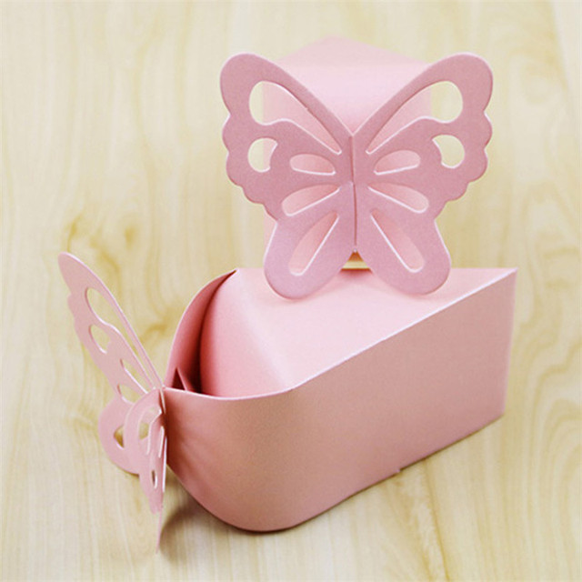 Butterfly Favor Dragees Candy Gift Boxes Carton Chocolate Cake Style Deco Mariage Wedding Party Flower Packaging Bags