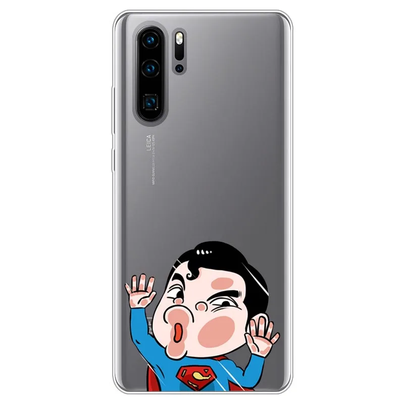 Забавный силиконовый чехол для huawei P30 P20 P10 P9 Pro Lite Plus прозрачные мягкие полуобернутые Чехлы паук Дэдпул Железный человек Coque - Цвет: Color 2