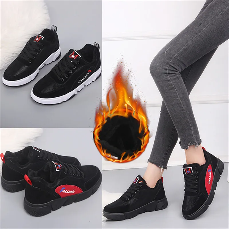

Winter Faux Suede Vulcanize Shoes Casual Women Shoes Fashion New Women Sneakers Lace Up Ladies Shoes Warm Fur Snow Shoes Female