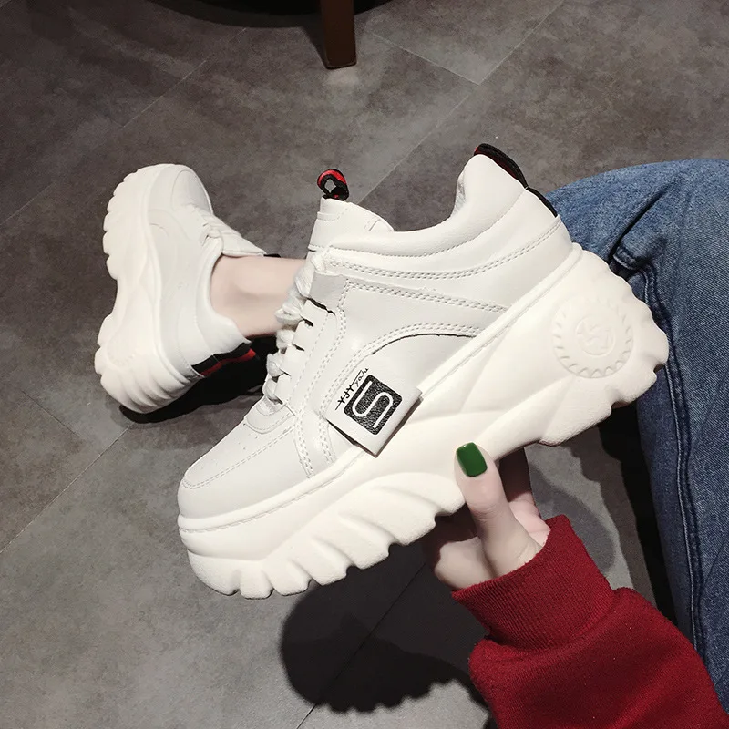 

Platform Thick Bottomed White Shoes WOMEN'S Shoes 2019 New Style Korean-style Students Versatile Casual Elevator Intellectual Sm