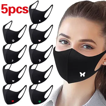 

5 pcs Fashion Print Mask Breathable Print Washable Face Cotton Cycling Face Mask Reusable Sport Bike Face Mask#22