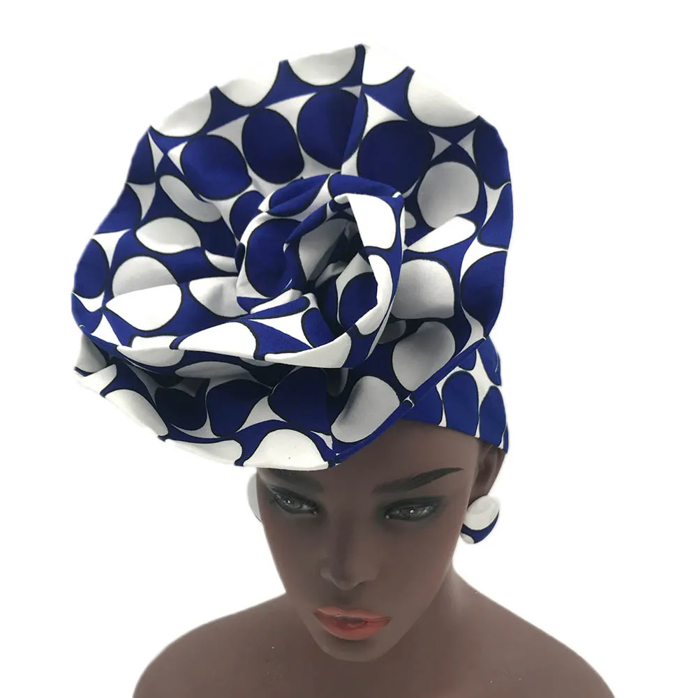 Тюрбан в африканском стиле в форме цветка headtie тюрбан из вощенной ткани нигерийские головные аксессуары авто геле с принтом воск головные уборы - Цвет: NO.5