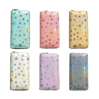 

KANDRA New Star Pu Leather Wallets Women Colorful Zipper Coin Purse Card Holder Ladies Clutch Purses Phone Bag Wallet for Gift
