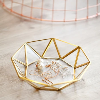 

Nordic Multifunction Glass Storage Tray Modern Art Ornaments Home Decoration Accessories Gold Frame With Glass Wedding Decor