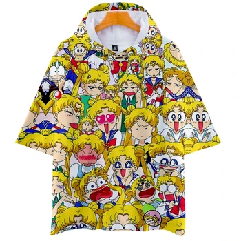 

Anime Sailor Moon Harajuku Hoodies T-shirts Short Sleeve Women/Men Casual Fans Clothes 2019 New Hip Hop Kpop Printed