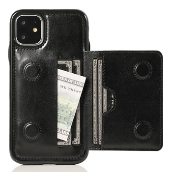 

Leather Wallet Case for iPhone 11 Pro Max X XS Max XR 6 6s 7 8 Plus 5 5S SE Bag with Credit Card Holder Durable Shockproof Cover