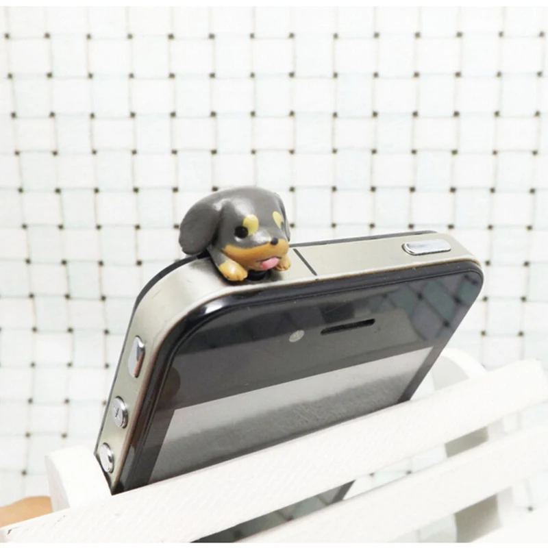 Lovely Dachshund Puppy Dog 3.5mm Earphone Anti Dust Plug Ear Jack Plug Cap for iPhone 4S 5C 5S for Samsung S3 S4 S5 Note 2 3