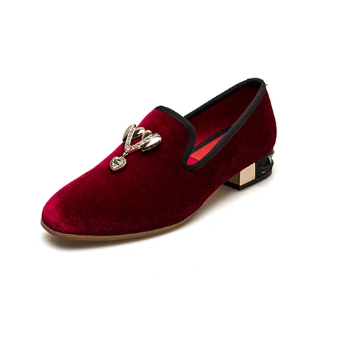 Повседневные туфли-лодочки с ремешком на MEIJIANA; Модные женские кожаные лоферы на низком каблуке с металлическими аксессуарами; женская свадебная обувь - Цвет: Красный