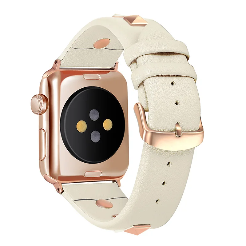 Ремешок из натуральной кожи для Apple Watch, 4 ремешка, 42 мм, 44 мм, 38 мм, 40 мм, для iwatch 4, 3, 2, 1, ремешок с заклепками