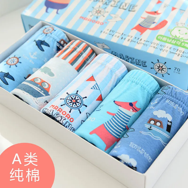 5Pcs/lot Kid Boys Underwear Cartoon dinosaur Baby Panties Cotton Boys Briefs Teenage Panties Children's Boxer Underpants Briefs - Цвет: naval club