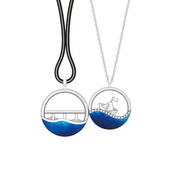 

couple necklace 925 sterling silver a pair of creative pendants choker Valentine Day gift wholesale for women Fine Jewelry