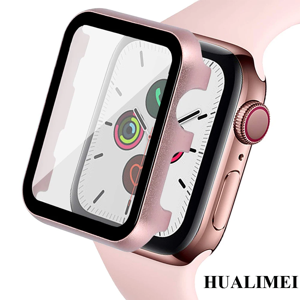 Металлический чехол из закаленного стекла для Apple Watch 42 мм 38 44 40 iWatch SE 6 5 4 3 2 1