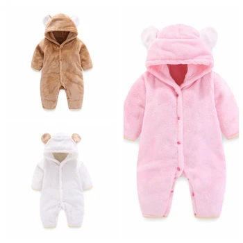 

2019 Baby Boy Girl Bodysuit Winter Cute Cartoon Ear Hoodie Design Romper Casual Long Sleeve Outerwear Hot Sale