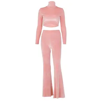 

Fashion Women Turtle Neck Sweatshirt Crop Top Wide Leg Long Pants Tracksuit Sweatshirt Crop Top Wide Leg Long Pants Tracksuit