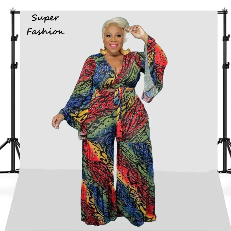 L 4XL 2022 Large Plus Size Two Piece Sets Women Clothing Long Sleeve