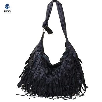 

Special offer！ 100% Genuine Leather Tassel Bags Fashion Tote Women Shoulder Bag Fringe Patchwork Handbags
