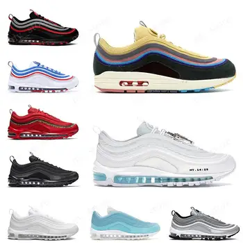

INRI Jesus 97 Women Men Running Shoes Bred UNDEFEATED 97s Triple Black Sliver Bullet Sean mens Sports Sneakers