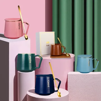 

European Luxurious Ceramic Office Coffee Cup And Saucer Set Milk Tea Mugs Birthday Couples Gifts Friends Cup With Spoon Gift Box