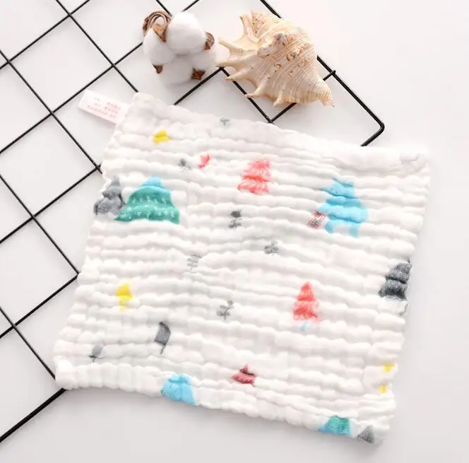 Новое Детское муслиновое полотенце полотенца для новорожденных шарф 6 слоев складной стиль мультфильм печать 30*30 см детские милые вещи YTM003 - Цвет: YTM003A