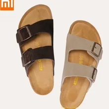 Xiaomi/Новинка; youpin Aishoes; мужские летние модные крутые пробковые сандалии; мягкие пляжные сандалии из воловьей кожи; повседневные Нескользящие пробковые шлепанцы