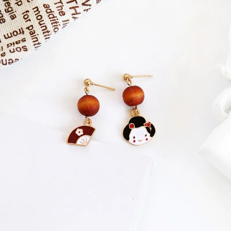 DoreenBeads Модные женские серьги-гвоздики коричневые деревянные бусины винтажные