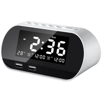 

Bedroom Alarm Clock FM Radio Calendar LED Digital Display 2 USB Charger US Plug