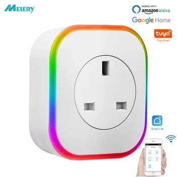 

Smart WiFi Plug UK Sockets Switch Power with RGB Night Light Mini Outlet Voice Timer Remote Control by Amazon Alexa Google Home