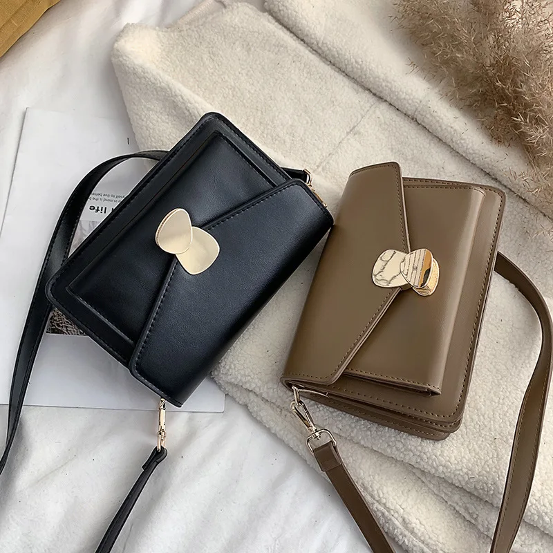 

2019 New Style Shell-Type Retro Square Sling Bag Metal Magnetic Buckle Shoulder Oblique WOMEN'S Bag