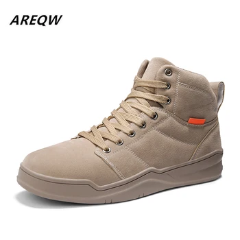 

2019 Spring and Autumn High Round Head Men's Sports Shoes Leather Fashion Soft and Comfortable Casual Shoes Men's Shoes