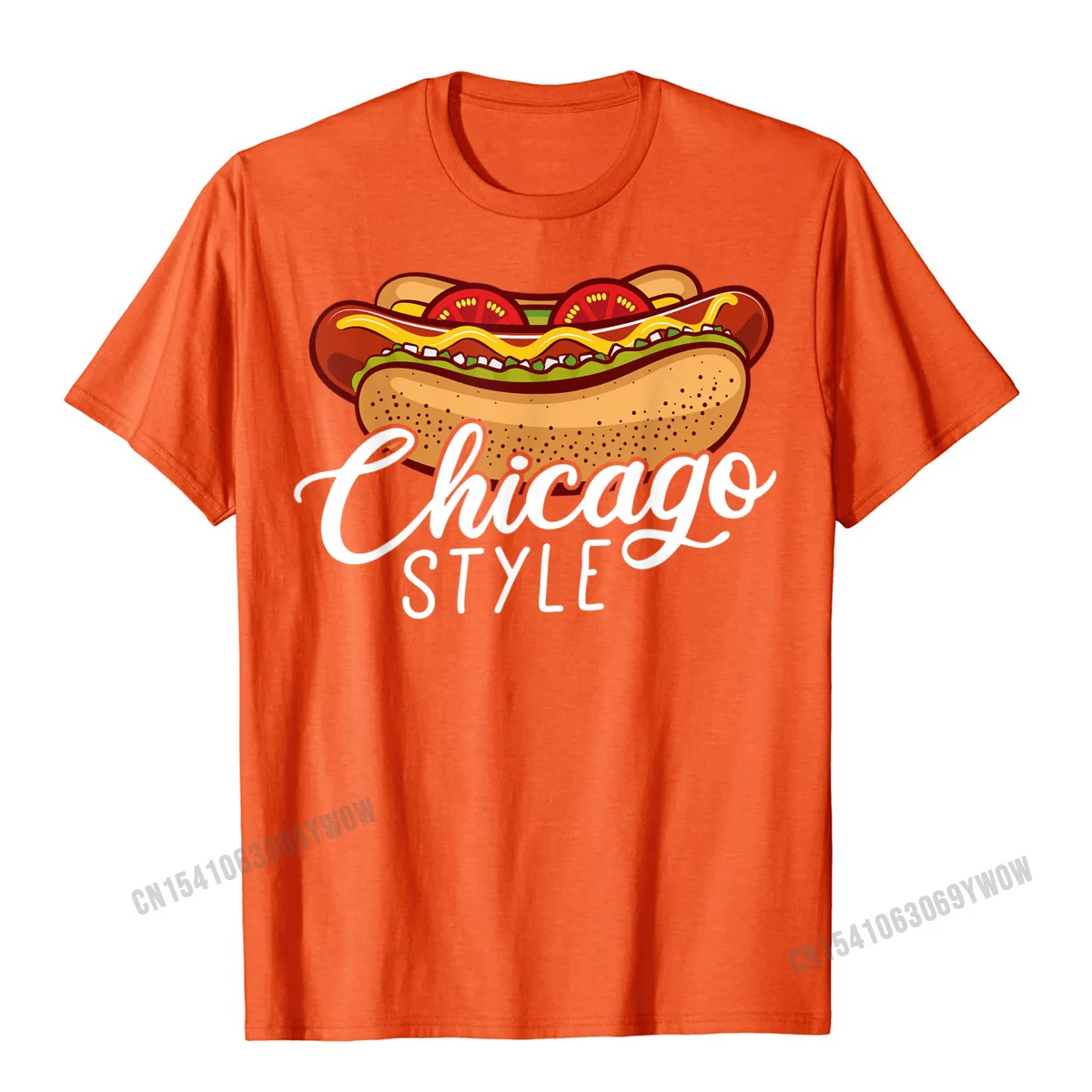 Cotton Men Short Sleeve Summer Tshirts Cool Tops Shirts 2021 Discount Classic O-Neck Clothing Shirt Drop Shipping Chicago Style HOT DOG Gift Hotdog T-Shirt__967 orange