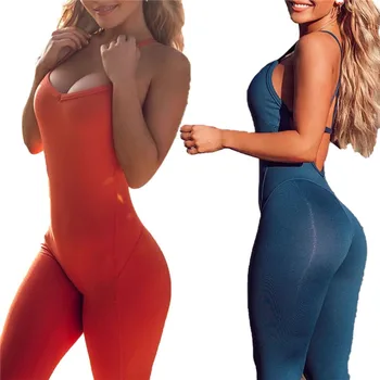 

Summer Women Fitness Yoga Jogging Gym Biker Sport Sleeveless Solid Color Backless Slim Skinny Sexy Casual Jumpsuits Hot Rompers