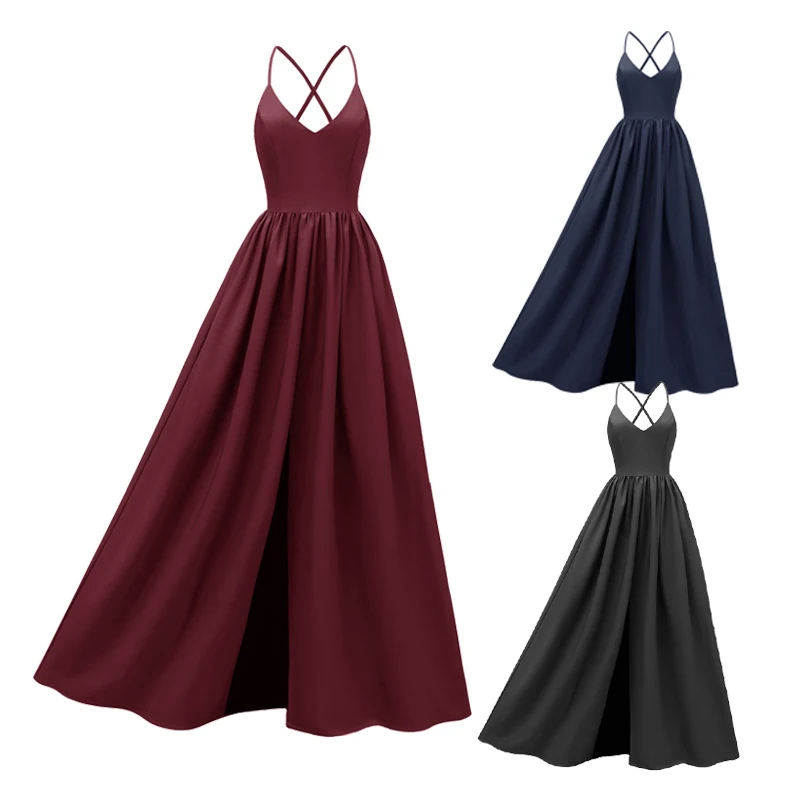 Женское вечернее платье с открытой спиной и v образным вырезом без рукавов А