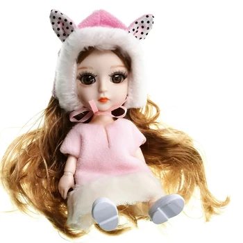 

17cm Mini Girl Dolls with Dress Fashion Yellow Hair Girl DIY Dressup 13 Moveable Jointed Doll Toy