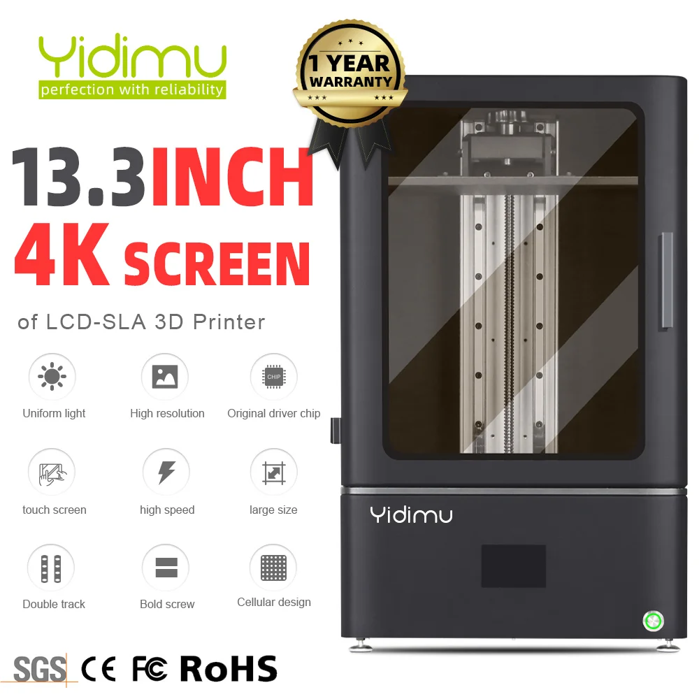 YIDIMU SLA/LCD/DLP 13.3 4K Mono Large 3D Printer UV Light Cure Laser 3D Printers Resin 3D Drucker Ball Screw