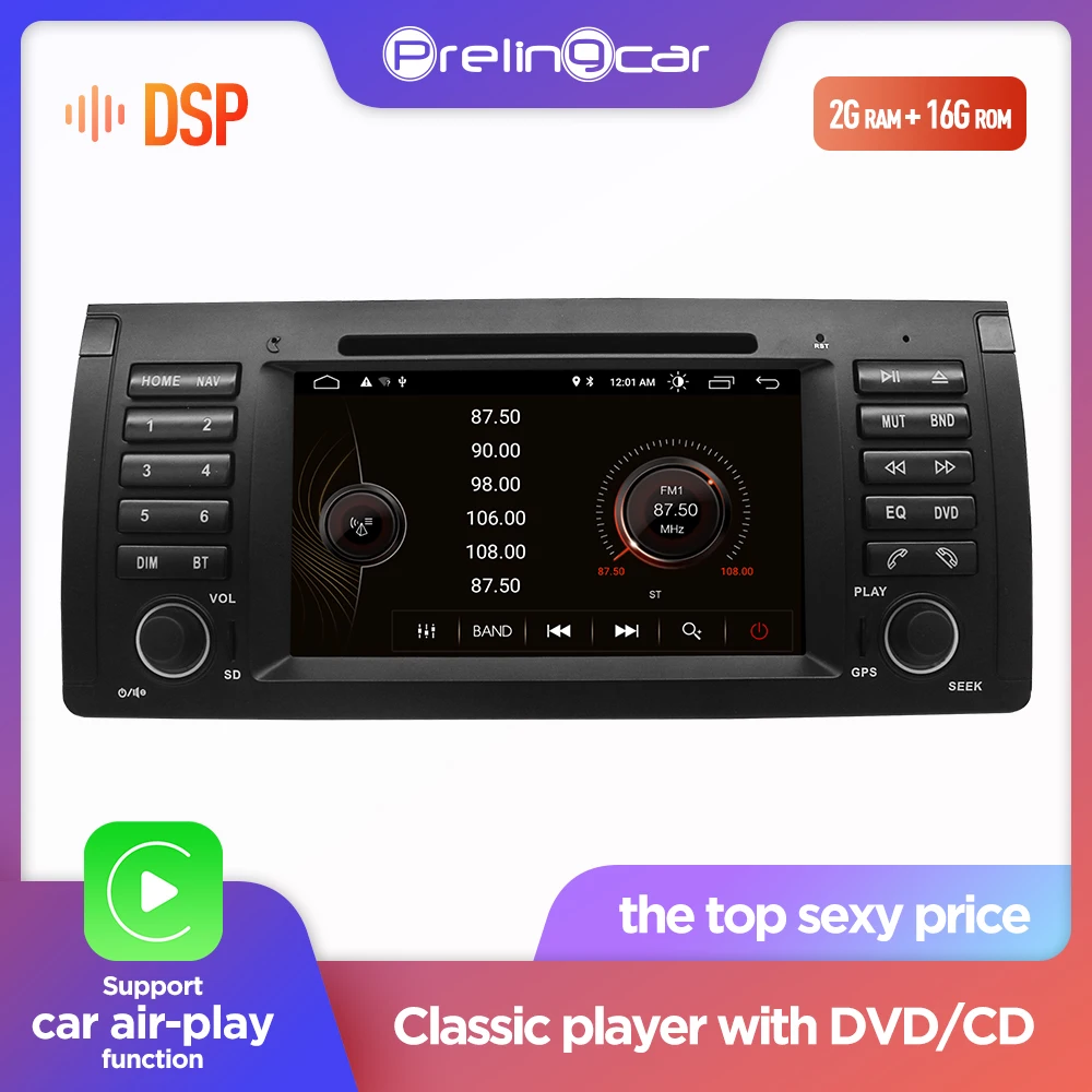 Prelingcar Android 9 0 2din для BMW X5 E53 E39 автомобильный dvd Радио мультимедийный плеер gps