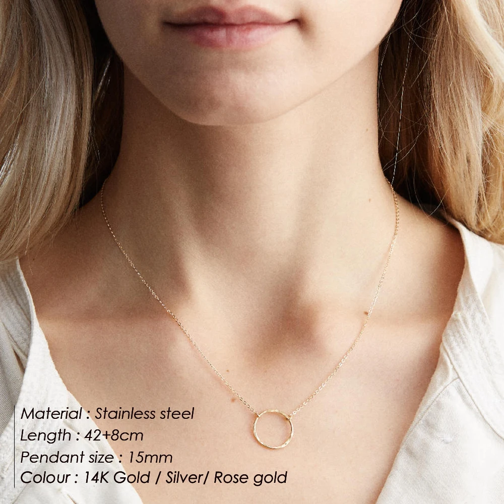 CC ожерелье из нержавеющей стали для женщин минималистичные простые ожерелья ювелирные изделия Золотистое украшение вечерние аксессуары CDNN023