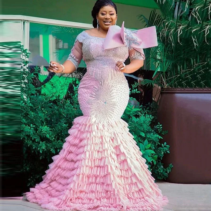 Aso Ebi женское платье-Русалка для выпускного вечера роскошное кружевное платье с