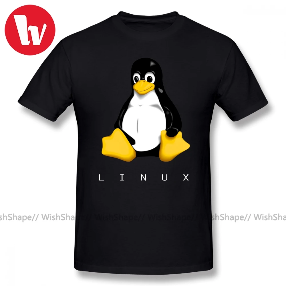 Мужская футболка Linux с мультипликационным принтом, футболка большого размера, Мужская модная повседневная футболка с коротким рукавом, хлопок, Забавные футболки
