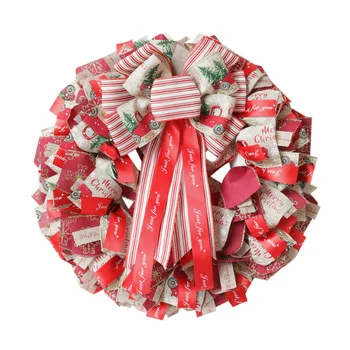 

Christmas wreath bowknot decoration wreath door hanging decorative fabric christmas decorations 2021 Drip shipping