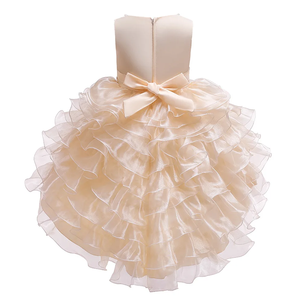 Новое Стильное детское платье, свадебное платье, нарядное платье принцессы со шлейфом для выступлений, платье с цветочным узором для