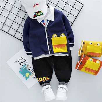 

HYLKIDHUOSE Baby Boys Clothing Sets 2020 Autumn Cartoon Coats T Shirt Pants Newborn Infant Casual Clothes Children Kids Clothing